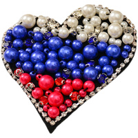 Patchs brodés thermocollants personnalisés écologiques avec paillettes, sequins et strass, motifs cœur et fleur pour vêtements