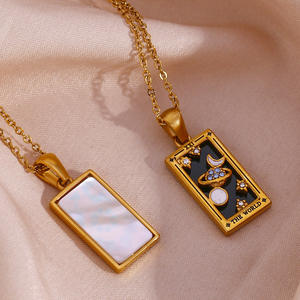 Holesale-Collar personalizado de acero inoxidable para mujer, colgante de oro de 18K con tarjetas de <span class=keywords><strong>tarot</strong></span>, joyería romántica - Product Image 5