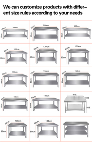 Plan de travail en acier inoxydable robuste pour <span class=keywords><strong>cuisine</strong></span> commerciale, préparation alimentaire, salon de thé, laiterie, hôtels et restaurants (vente en gros) - Product Image 3