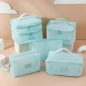 Bolsas de Cosméticos Transpirables con Cierre, Organizador de Maquillaje Ligero de Viaje, Malla - Product Image 3