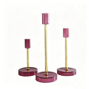 Juego <span class=keywords><strong>de</strong></span> Portavelas <span class=keywords><strong>de</strong></span> <span class=keywords><strong>Vidrio</strong></span> Soplado a Mano, Coloridos, Diseño Moderno, para Decoración <span class=keywords><strong>de</strong></span> Mesa en Bodas y Fiestas - Product Image 1