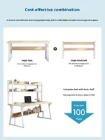 Bureau d'ordinateur intégré moderne avec étagère et panneau en bois pour usage commercial, étudiants, maison de location, bureau d'étude et d'écriture