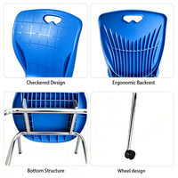Chaises d'école empilables ergonomiques pour élèves du primaire aux couleurs modernes, chaise de lecture confortable avec roulettes pour la salle de classe