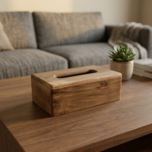 Boîte à mouchoirs en bois rustique faite à la main, porte-mouchoirs en bois massif, distributeur de serviettes, décoration d'intérieur, table, bureau, hôtel, vente en gros - Product Image 2