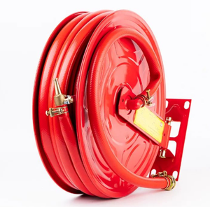 Enrouleur de tuyau d'incendie mural avec tuyau <span class=keywords><strong>PVC</strong></span> de 30 m, bras articulé, <span class=keywords><strong>buse</strong></span> de pulvérisation en laiton et tambour en acier pour la protection incendie des bâtiments - Product Image 5
