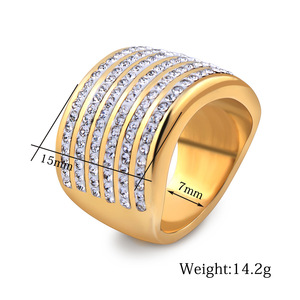 Anillo de Moda con 6 Filas de Diamantes Incrustados, Chapado en Oro de 18K, Joyería de Fiesta Unisex - Product Image 5