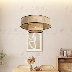 Lustre rond en rotin de style japonais, commande par interrupteur E27, pour salon, chambre à coucher, salon de thé - Product Image 2