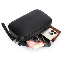 Pochette Homme en Cuir Véritable Grainé de Vache – Design Luxe, Sac Bandoulière avec Dragonne Amovible pour Voyages d'Affaires