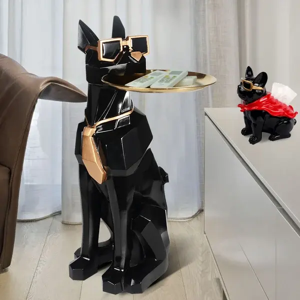 NOVA Dazzling Keren ruang tamu Furniture hitam anjing kopi sisi meja minimalis desain logam serbaguna Resin meja samping