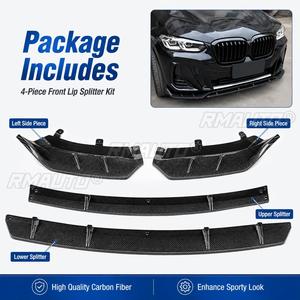 StarNav สำหรับ BMW X3 X4 iX3 G01 G02 2021-2023 อุปกรณ์ตกแต่งรถยนต์ สปลิตเตอร์กันชนหน้า ลายคาร์บอน สไตล์ M Sport - Product Image 3