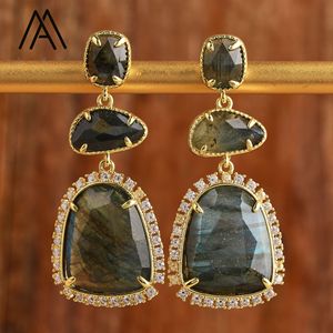 Orecchini a Lobo di Lusso in Cristallo <span class=keywords><strong>Gioielli</strong></span> da Sposa con Pietre Naturali Curative Ametista Amazzonite Labradorite Idea Regalo per Donna - Product Image 4