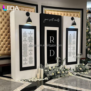 ป้ายแผนผังที่นั่งงานแต่งงานสีดำ ป้ายต้อนรับ ฉากหลังโลโก้ติดผนัง PVC สีดำขาว สำหรับงานแต่งงาน จากโรงงาน LEDA - Product Image 3