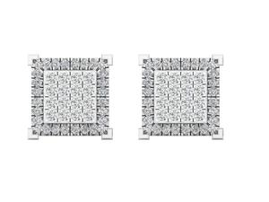 Luxury 1/2 TCW Real Round Diamond <b>Stud</b> <b>Earrings</b> 10K White Gold | Square Cluster Halo Design Womens <b>Fine</b> Jewelry Gift for Women - Product Image 3