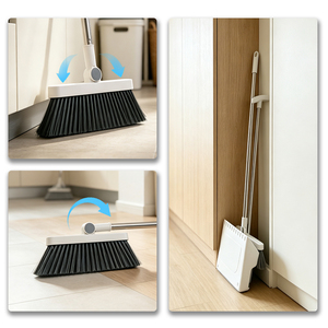 Juego de recogedor y escoba plegable personalizado con mango largo de acero inoxidable, cepillo antiestático para barrer y remover pelo de mascotas del suelo - Product Image 5