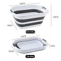 Panier à linge pliable multifonctionnel en plastique grande capacité avec pelle à eau intégrée pour salle de bain, vêtements, fruits et légumes