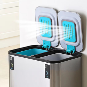 Pedal oscilante de 40 litros para reciclaje, cubo de basura eléctrico con Sensor inteligente de plástico dorado para exteriores, hogar, 2 cubos de basura - Product Image 1
