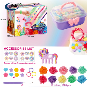 Kit de tissage pour enfants, plus de 1000 pièces, kits d'artisanat DIY pour enfants avec 2 peignes à tisser, cadeaux de Pâques, kit de fabrication de bracelets, cadeaux pour filles - Product Image 6
