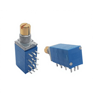 Potentiomètre rotatif stéréo <span class=keywords><strong>4</strong></span> gangs <span class=keywords><strong>de</strong></span> haute qualité, 9 mm, vertical, 12 broches, 10k, 50k, 100k Ohm, à film <span class=keywords><strong>de</strong></span> carbone et axe métallique, pour contrôle du volume - Product Image 6