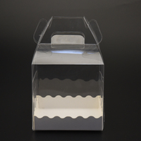 Boîte d'emballage à emporter pour gâteaux et macarons en PVC hautement transparent, faite à la main, personnalisable avec insert en papier et autocollants