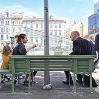 Ensemble table et tabourets en aluminium avec dossier intégré, style nordique, pour cour, café en plein air, mobilier de loisirs extérieur