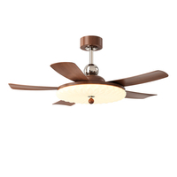 Ventilateur de plafond moderne de 52 pouces LED BLDC télécommande 6 vitesses 5 lames en bois de noyer doré grande lampe pour salon cuisine