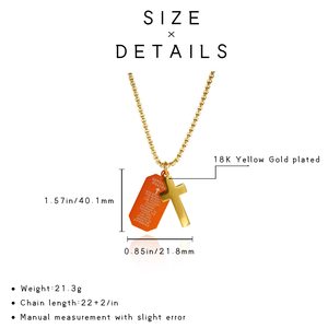 Medagliette per cani in alluminio cristiano religioso colorato <span class=keywords><strong>argento</strong></span> oro nero buona fortuna collana con ciondoli a croce in acciaio inossidabile per uomo - Product Image 3