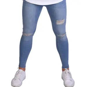 定制无名称男士时尚超级弹力 pantalones 牛仔裤男士蓝色收藏紧身牛仔裤裤子