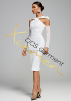 Ocstrade nouveautés automne vêtements Patchwork robe de pansement femmes travail formel dames longue robe hiver décontracté Midi robe élégante