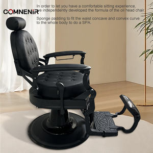 Antik stil siyah altın tepeli deri berber dükkanı Styling tıraş sandalye hidrolik pompa yuvarlak taban kuaför sandalyesi satılık - Product Image 5