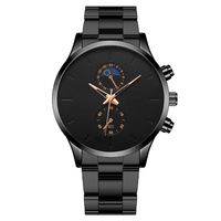 Jam Tangan Quartz OEM Logo Kustom Pria Multifungsi Stopwatch Bisnis Kasual Tahan Air Stainless