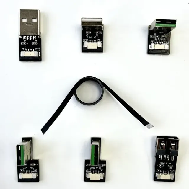 FPC Super Flat Right Angle 90 Elbow Type-A/USB-C/Micro-B/Mini-B Male FPV Data & Charge USB2.0 Connector FFC Adapter Cable