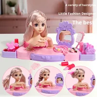 Ensemble de jeu de maquillage et de déguisement pour filles de 4 à 6 ans, avec coiffeuse de princesse en plastique de marque HDX, lumières simulées, pour le jeu d'imitation transfrontalier