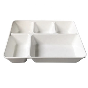 Kişiselleştirilmiş Kırılmaz Hastane Restoran Yemek Takımı Fast Food Servis 5 Bölmeli Kapaklı Melamin Tabak - Product Image 1