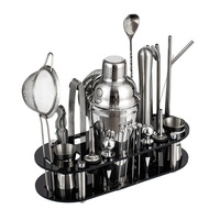 Ensemble de shaker à cocktails en acier inoxydable de 17 pièces, kit de barman avec support en acrylique, outils de bar pour mélanger les boissons à la maison
