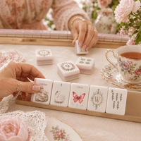 Juego de Mahjong Americano de Lujo Monet Garden, 160 Fichas, Diseño Estético de Cisnes y Flores, Regalo Premium para Eventos Sociales y Fiestas del Té