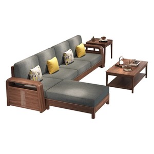 U Shape Solid Wood <b>Sofa</b> With Storage L Shape Living Room Furniture For <b>Small</b> Apartment - Product Image 5