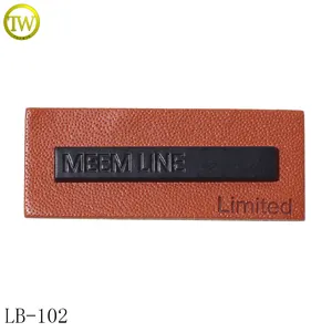 Fashion Brand Logo Jeans Leather Patch Rectangle Shape Garment Accessory Embossed Metal Letter Leather Tags For Shoes