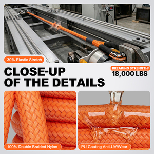Corde cinétique en nylon <span class=keywords><strong>de</strong></span> 3/4 po x 30 pi, accessoires tout-terrain 4x4, sangle <span class=keywords><strong>de</strong></span> remorquage double tressée, 30 % d'élasticité, kit <span class=keywords><strong>de</strong></span> récupération cinétique - Product Image 2