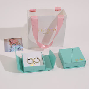 Nuevo Juego de Cajas de Joyería Cuadradas con Cierre de Cordón, Logotipo Personalizable, Cartón Reciclable Ecológico con Cojín de Terciopelo y Bolsa de Papel - Product Image 5