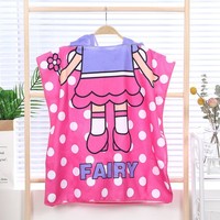 Mermaid Printed Kids Poncho Toalla de playa Venta al por mayor Kid Bath Robe Luxury Hooded Albornoz 60% algodón 40% poliéster