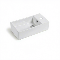 Vasque murale mini en céramique personnalisable, facile à nettoyer, à trou unique, blanche, pour salle de bain, vente en gros