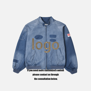 Chaqueta de Algodón Lavado Vintage con Logotipo de Carreras Bordado, Chaqueta Bomber Informal Personalizada para Hombre, Chaqueta Cortavientos para <span class=keywords><strong>Mujer</strong></span> - Product Image 2