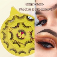 Lot de 10 paires de faux cils en vison synthétique faits à la main, style naturel, courbure DD, nouveau produit, légers, bande complète, effet œil de chat, style manga