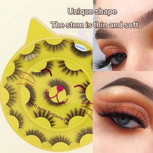 Lot de 10 paires de faux cils en vison synthétique faits à la main, style naturel, courbure DD, nouveau produit, légers, bande complète, effet œil de chat, style <span class=keywords><strong>manga</strong></span> - Product Image 1