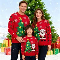 Pull en tricot ample à col rond unisexe avec motif de rennes et de flocons de neige de Noël (personnalisable)