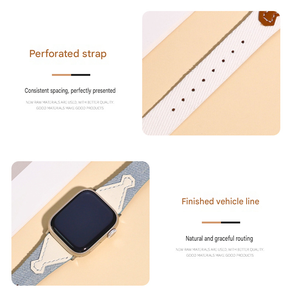 Bracelet de montre Upro personnalisé en jean avec nœud pour Apple Watch 10 9 8 SE, mignon et tendance, en tissu et cuir, vente en gros d'usine iWatch - Product Image 3
