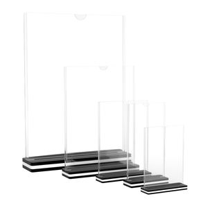 Soporte de menú de mesa de acrílico con base de madera o acrílico, soporte de mesa de plástico con grabado de logotipo, soporte de señal personalizado - Product Image 4