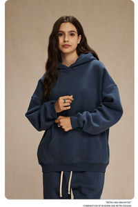 Sudaderas con capucha y sudaderas con bolsillo para otoño de alta calidad personalizadas Unisex 350 Gsm de tela polar sólida de talla grande - Product Image 5
