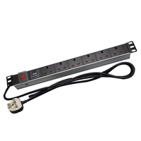 Unité de distribution d'alimentation (PDU) de haute qualité, 19 pouces, 1U, 6 prises de type UK, coque en alliage d'aluminium, pour armoire de données, rack de serveur