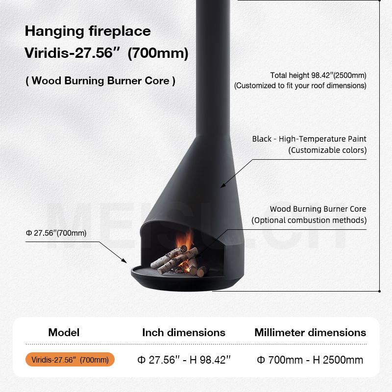 Viridis - Combustion de bois - 700 mm